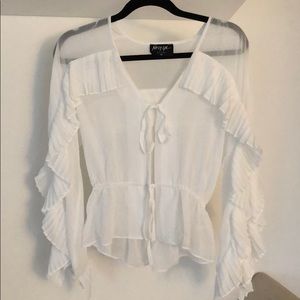 Nasty Gal white fringe blouse